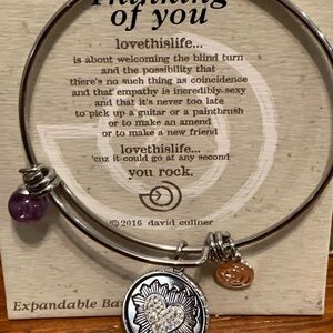 Kohl's Silver Expandable Bracelet with Purple Bead and Gold Accent Charms